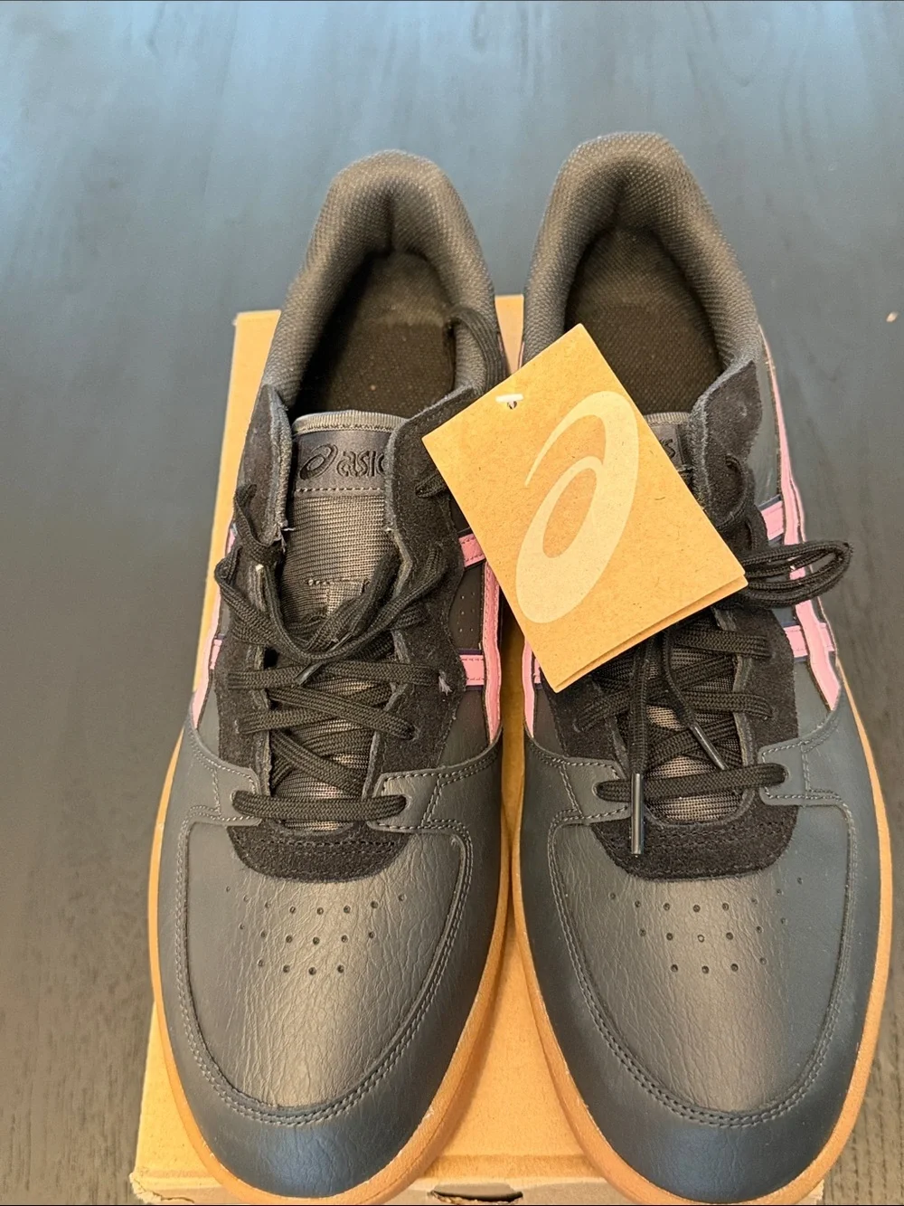 ASICS Skyhand Black Sneakers with Pink Stripes